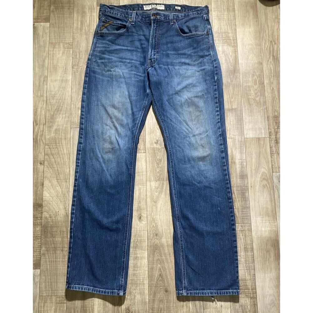 Ariat Jeans Mens 36 X 38 Blue Denim Rebar M5 Straight Workwear Country Casual